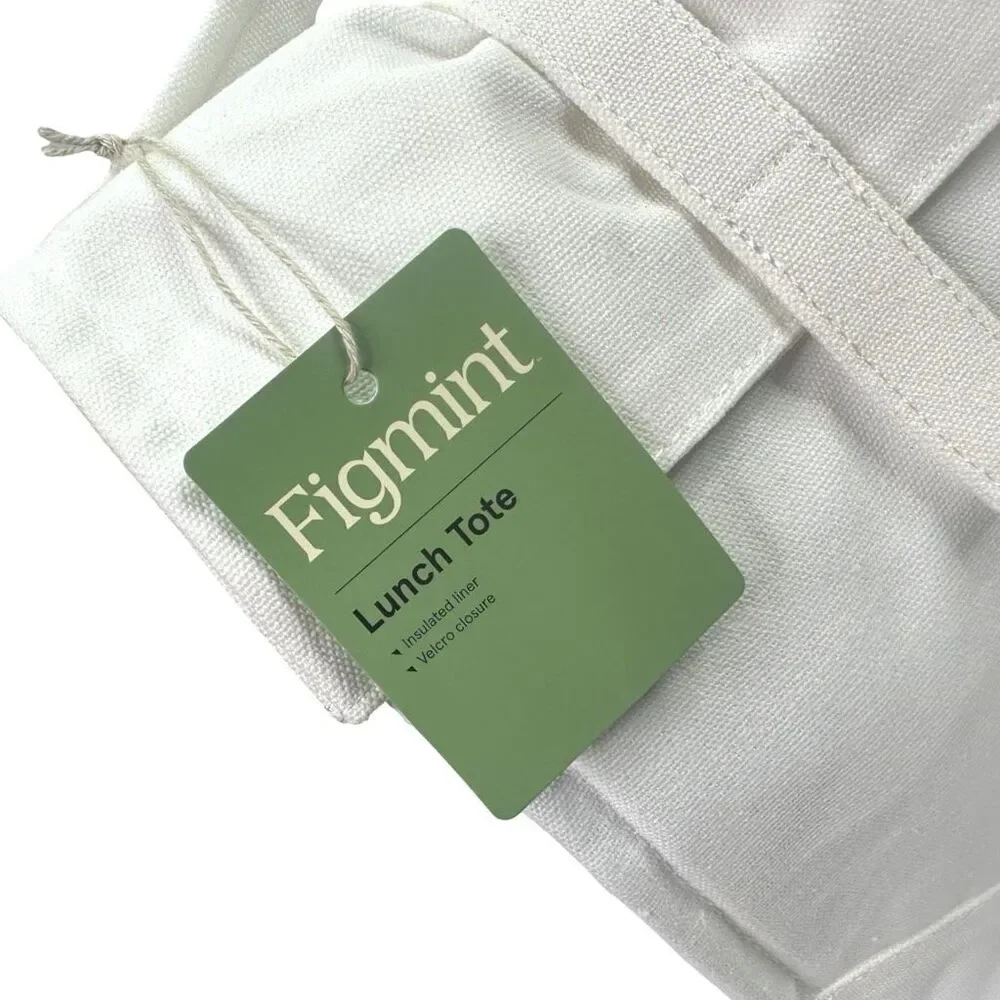 Figmint Insulated Lunch Tote - White - 8.5” x 10” x 6”